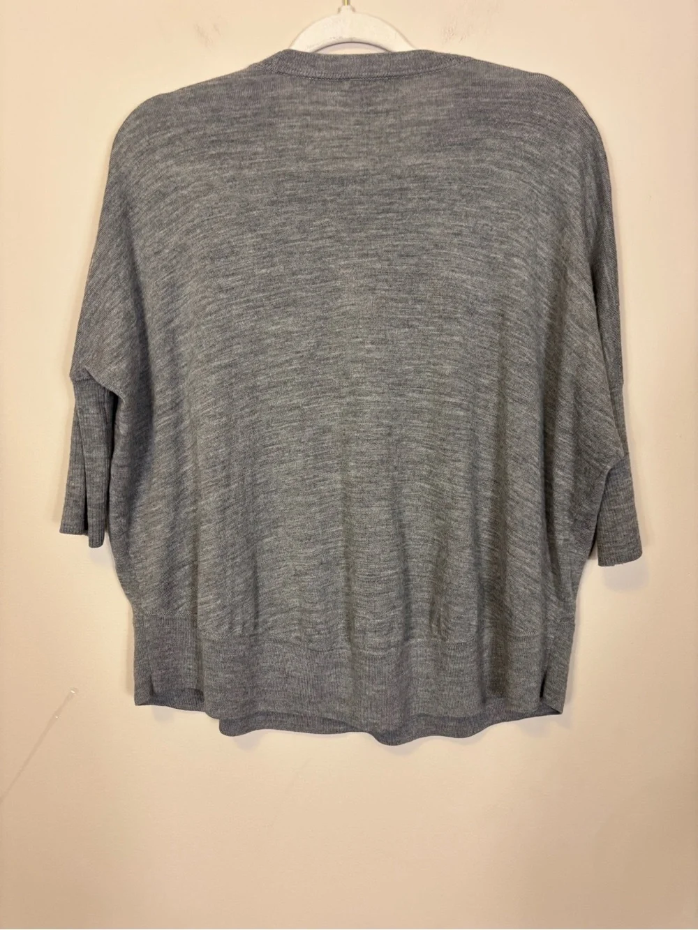 J. Crew Light Heather Gray 100% Wool Short-Sleeve Pullover Knit Sweater XS